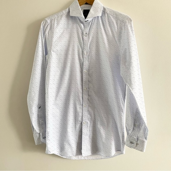 DANIEL HECHTER tip top modern fit non-Iron dot print dress shirt - Picture 4 of 14